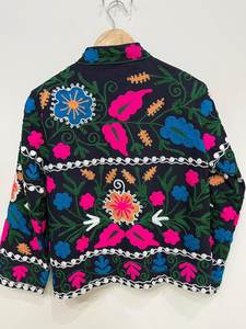 Cotton Suzani Embroidery Jacket <b>Women</b> Short <b>Coat</b> Handmade Boho Winter Wear Fashion Gift <b>For</b> Her - Product Image 6