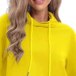 Sudadera con capucha de punto con hombros caídos de tamaño adulto para mujer con diseño liso único y logotipo impreso para la temporada de otoño/invierno - Product Image 4