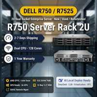 Untuk Server Rak 2U PowerEdge R750 R7525 Dual Socket Xeon/EPYC 128 Core AI GPU 12-Bay 3.5" HDD ECC DDR4 Asal AS