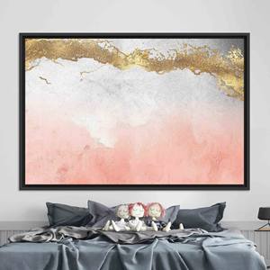 Impression sur toile marbrée rose et or : Art mural contemporain, TOILE ENCADRÉE NOIRE - Product Image 1