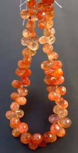 Grado superior 8,50 \ "Strand 7-10mm Naranja Natural Sunstone Gems Briolette Teardrop Faceted Loose Beads Alta calidad African Sunstone - Product Image 6