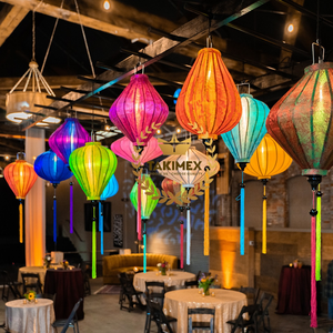 Linternas de seda impermeables al aire libre, linterna de Festival tradicional vietnamita, linterna de seda tradicional de Vietnam colorida de Año Nuevo - Product Image 1