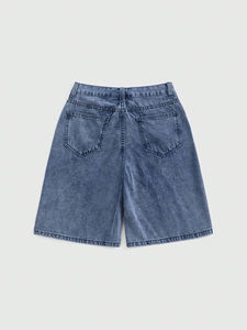 Shorts en jean décontractés pour hommes, coupe droite, délavés, respirants, taille mi-haute, fermeture éclair, pour vêtements de sport en plein air, vente en gros - Product Image 2