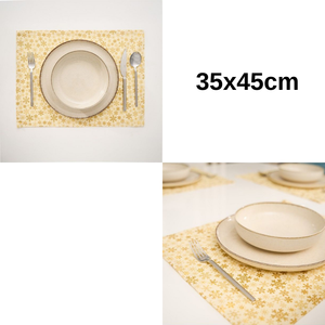 Juego de 12 Manteles Individuales Amarillos 100% Algodón con Diseño de Nieve, Manteles Decorativos de 35x45cm, Duraderos para Uso Doméstico, Técnicas de Impresión - Product Image 5