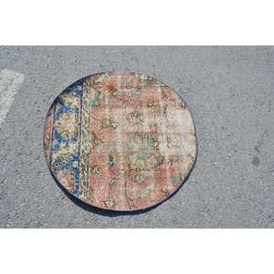 Tapis turc vintage grande surface 27x27 pieds rouge bleu surdimensionné Patchwork Design Viscose laine matériel Latex pour couloir chambre décor - Product Image 3