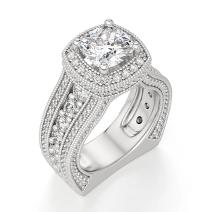 Cushion Cut Vintage Moissanite Engagement <b>Ring</b> Sterling Silver Moissanite Diamond Wedding <b>Ring</b> for Export from India - Product Image 2