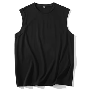 T-shirts d'été sans manches pour hommes, personnalisables avec logo, en coton tricoté respirant, écologiques, coupe ample, décontractés, sportifs, à capuche, commande en gros - Product Image 2