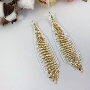 Pendientes de cuentas de semillas de estilo bohemio de nación multicolor hechos a mano - Product Image 4