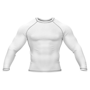 Rashguard de compression blanc simple et unique pour hommes, en gros - Product Image 1