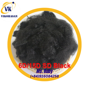 Alta calidad 6D finura SD negro reciclado poliéster fibra cortada 6D estilo sólido hilado para Material de relleno precio bajo - Product Image 1
