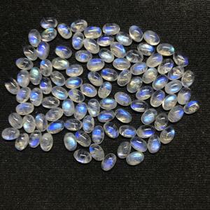 Vivaaz Gems AAA Grade 8x10mm pierre de lune arc-en-ciel naturelle Cabochon ovale lisse calibré IGI certifié pierres précieuses en vrac - Product Image 3