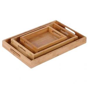 Plateau de service en bois d'acacia rond personnalisable fait à la main pour la cuisine, la maison ou l'hôtel Vaisselle de style classique pour la fête ou le service des aliments - Product Image 1