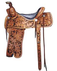 Selle de Cowboy Western en cuir véritable de course durable 2023 faite à la main de l'Inde teintée à tambour pour l'équipement de cheval anglais - Product Image 3
