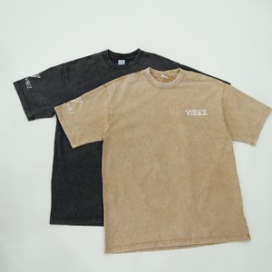 Camisetas de algodón de peso pesado para hombre Tallas grandes Lavado ácido con bordado personalizado Tela de Jersey de diseño propio personalizable para niños - Product Image 4