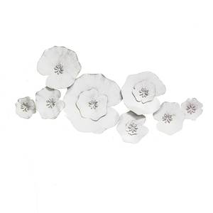 Arte de Pared Metálico Moderno con Flores Blancas para Decoración del Hogar en Dormitorios y Salas de Estar con Tamaño Personalizable - Product Image 2