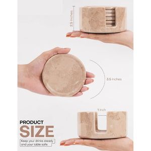 Durable & Eco-Friendly 3.5-Inch Diameter <b>Ceramic</b> Tea Cup <b>Coasters</b> Set of 6 with Holder from Indian Supplier - Product Image 5