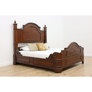 Victorian Sleigh King Bed With Antique Style Made Of Mahogany Wood - Product Image 1