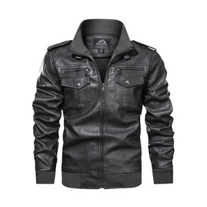 Leather Classic Comfortable Men Leather Jacket Zipper <b>Cardigan</b> Pocket Decoration Leather Clothe Stand Collar Slim Fit - Product Image 3