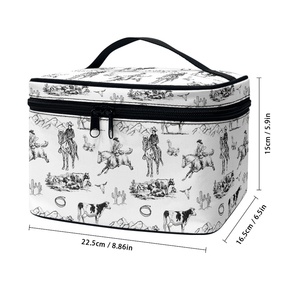 Sac cosmétique personnalisé/en gros, style occidental, grande capacité, trousse de <span class=keywords><strong>maquillage</strong></span> de voyage, organiseur avec poignée et séparateur pour filles - Product Image 2