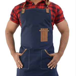 Venta al por mayor de logotipo personalizado Unisex de alta calidad Vintage Blue Jeans Restaurante Café Barista Bartender Babero Denim Delantal - Product Image 1