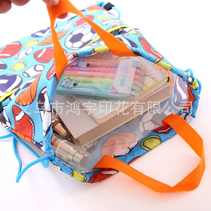 Luxury Eco-Friendly Cartoon Soccer Print Waterproof Drawstring <b>Backpack</b> for <b>Kids</b> Portable Solar Panel Reusable Durable Gift - Product Image 4