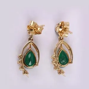 925 <b>Silver</b> Vintage Style <b>Heart</b> Cut Moissanite Diamond Green Emerald Drop/Dangle <b>Earrings</b> Stone Fine Dangle <b>Earrings</b> - Product Image 5