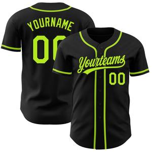 Direct Engro Sportswear Industry Custom Black <b>Neon</b> Green Authentic Baseball Jersey Plus Size Design - Product Image 1