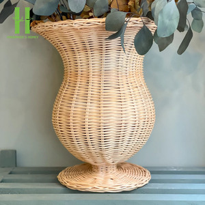 High Quality Handmade Eco-Friendly Natural Rattan Wedding Vase Decorative Flower Holder for Modern Boho <b>Rustic</b> Home Decor - Product Image 4