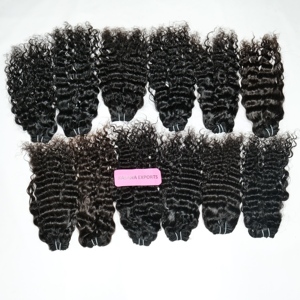 Indien 100% Remy Temple vierge couleur naturelle traitement couleur naturelle vague profonde matière première en gros Extensions de cheveux humains - Product Image 5