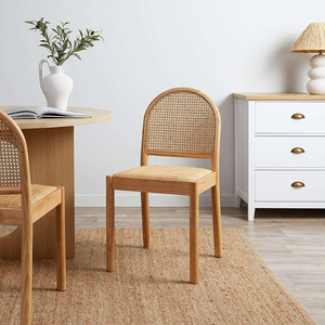 Chaise de salle à manger en rotin du milieu du siècle cadre en bois pour une utilisation intérieure dans les meubles de salle à manger de banquet de cuisine - Product Image 6