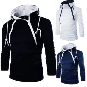 Winter Men's <b>Hoodies</b> Long Sleeve Sweatshirts for Men Zipper Hooded Pullover High Neck Mens Sweatshirt Coat <b>Black</b> Sweater - Product Image 4