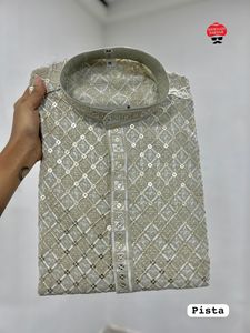 Rayon Kurta pour hommes avec Payjama Collections prêtes à l'emploi pour les vêtements de fonction traditionnels indiens et les vêtements de festival pakistanais - Product Image 4