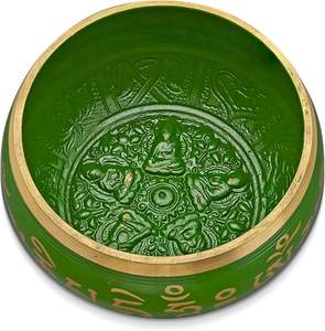 Vente en gros de bols chantants en laiton vieilli de 5.5 pouces faits à la main en métal de haute qualité technique verte polie - Product Image 2