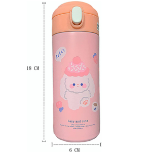 Tasse thermos isotherme en acier inoxydable Kawaii Cartoons Flacon à vide pour café, thé, lait, voyage, paille, ours mignon - Product Image 4