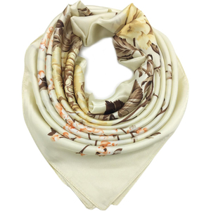 Wholesale High Quality Customizable Floral <b>Square</b> <b>Scarf</b> New Design Gray Bandana Printed 100% <b>Silk</b> Head Cover for Outdoor Scenes - Product Image 1