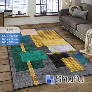 Tapis en flanelle antidérapant en thermoplastique Shufu, motif abstrait, poils moyens, facile d'entretien, pour usage domestique moderne, ensembles de tapis lavables en machine - Product Image 6