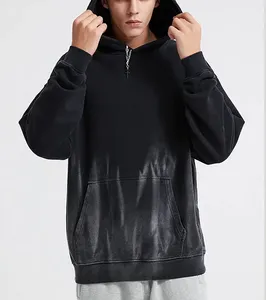 เสื้อฮู้ดดี้สไตล์วินเทจสำหรับผู้ชาย ล้างสีแบบแอซิดวอช ทรงคลาสสิก สตรีทแฟชั่น ลุคสปริง เป็นมิตรกับสิ่งแวดล้อม กันน้ำ ผ้าฝ้าย 100% - Product Image 2