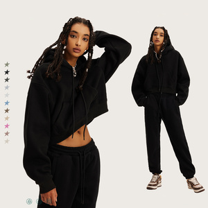 Sudadera con Capucha de Forro Polar Grueso de 345G para Mujer, con Logotipo Personalizado al por Mayor, Sudadera Corta Informal para Chicas - Product Image 3