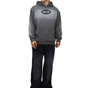 Sudadera con Capucha Degradada y Desgastada para Hombre, Felpa de Algodón de Más de 400 GSM, Corte Holgado con Impresión de Logotipo Personalizado OEM - Product Image 2