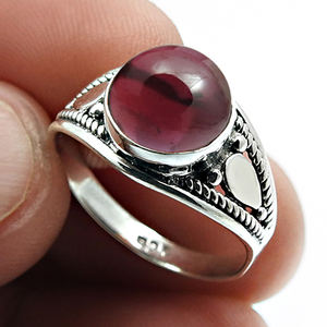 แหวนพลอยโกเมนสีแดงธรรมชาติฝังหนามเตยที่น่าทึ่งเครื่องประดับดีไซน์แบบวินเทจของอินเดียทำด้วยมือ925เงินสเตอร์ลิง - Product Image 1