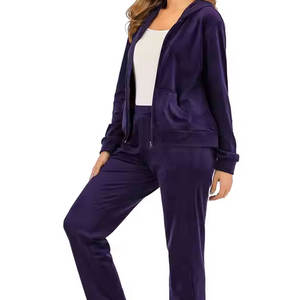 Gran oferta de chándal informal de terciopelo para mujer de talla grande, ropa de invierno con patrón sólido, conjuntos transpirables de algodón 100% de diseño personalizado - Product Image 4