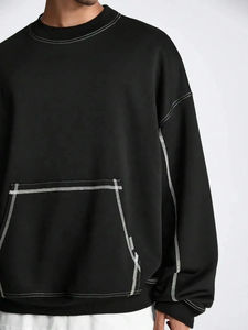 Sudaderas Personalizadas con Hombros Caídos para Hombre, 100% Algodón, Felpa, Estilo Urbano, Gruesas, Lisas, Talla Grande - Product Image 5