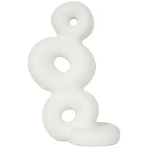 DecMode Bague en cercle empilé en résine blanche Sculpture abstraite ou déco en résine abstraite Sculpture décorative moderne polie empilée - Product Image 4