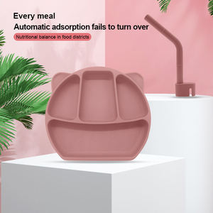 Ensemble d'assiettes pour bébé en silicone de qualité alimentaire en forme de panda mignon avec paille, assiette compartimentée réutilisable et écologique pour tout-petits et enfants - Product Image 6