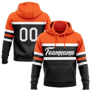 Direct Industry Wholesale 3D Embroidered Custom Stitched <b>Black</b> White-Orange Line Sports Pullover Sweatshirt <b>Hoodie</b> - Product Image 1
