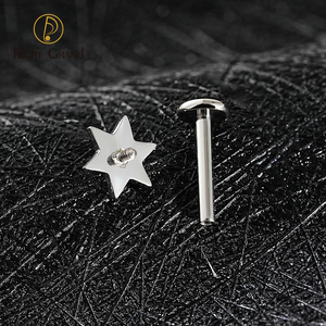 ASTM F136 Hilo interno de titanio Hexagrama CZ Cluster Cartílago Pendiente Mini CZ Labret Tragus Helix <span class=keywords><strong>Medusa</strong></span> Flat Back <span class=keywords><strong>Piercing</strong></span> - Product Image 6
