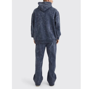 Marque privée Ensemble de jogging en molleton technique Pantalon de survêtement à capuche avec fond à motif solide délavé à l'acide Survêtements écologiques - Product Image 5