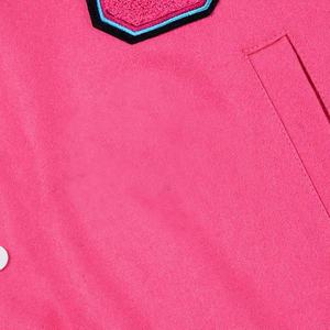 Chaqueta Varsity Unisex de Lana y Cuero con Logotipo Personalizado, Chaqueta de Béisbol Informal Rosa de Invierno para Hombre, Venta al Por Mayor - Product Image 3