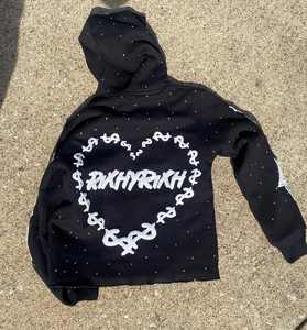 กางเกงวอร์มและมีฮู้ดผ้าเกล็ดปลาเทอร์รี่พิมพ์ลายแบบรูดซิปเต็มโลโก้ออกแบบได้ตามต้องการผลิตจากผู้ผลิต - Product Image 1