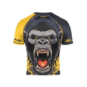 Diseño personalizado Rashguard Hombres Camisa de compresión de manga larga BJJ Gymwear Top de entrenamiento de secado rápido Proveedor OEM - Product Image 4